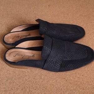 Free People Leather Snake Embossed Mules